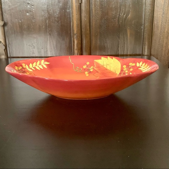 Laurie Gates Pottery Fall Leaves 13” Oblong Serving Bowl - Picture 8 of 15